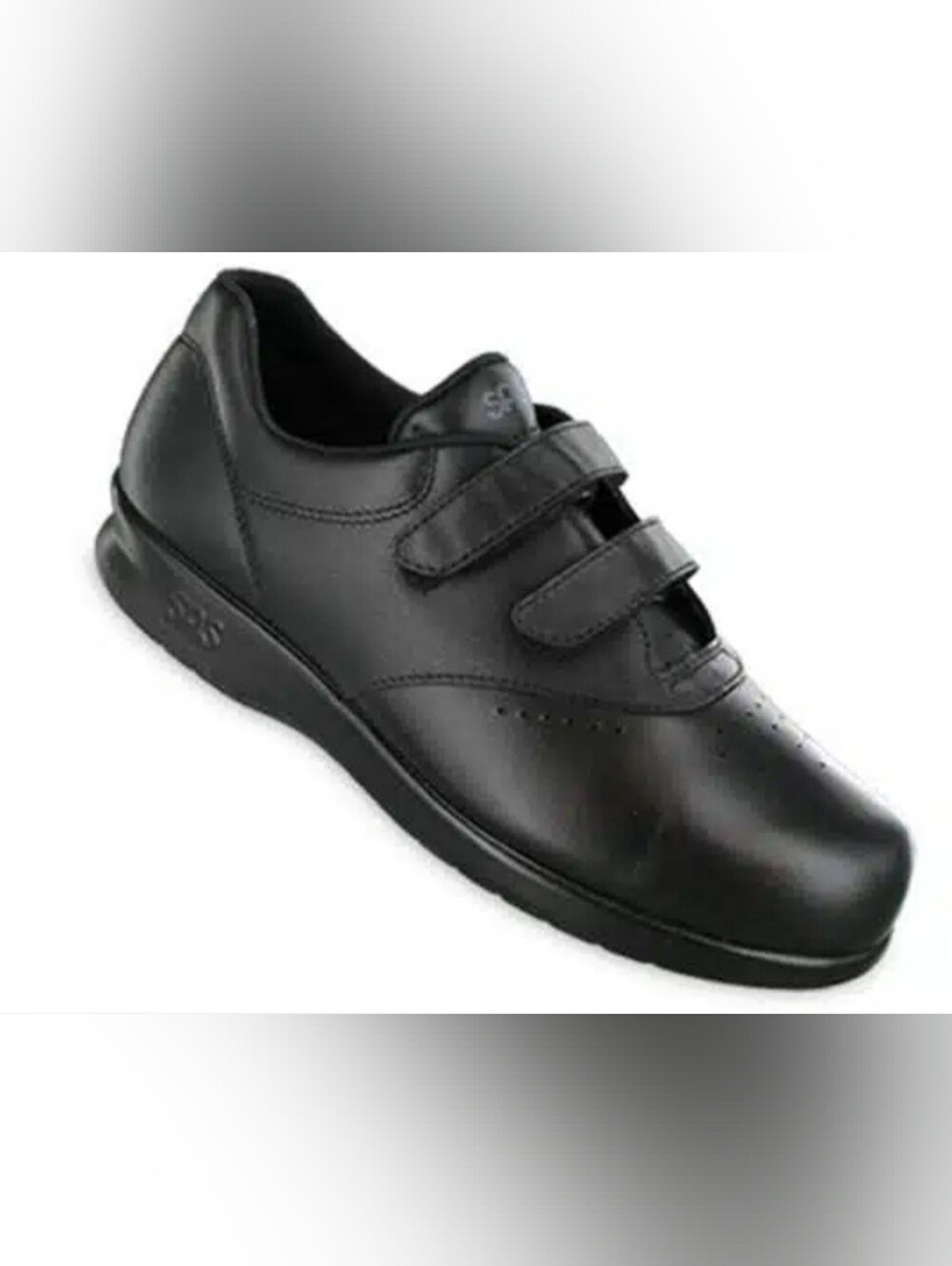 SAS Black Leather Velcro Shoes